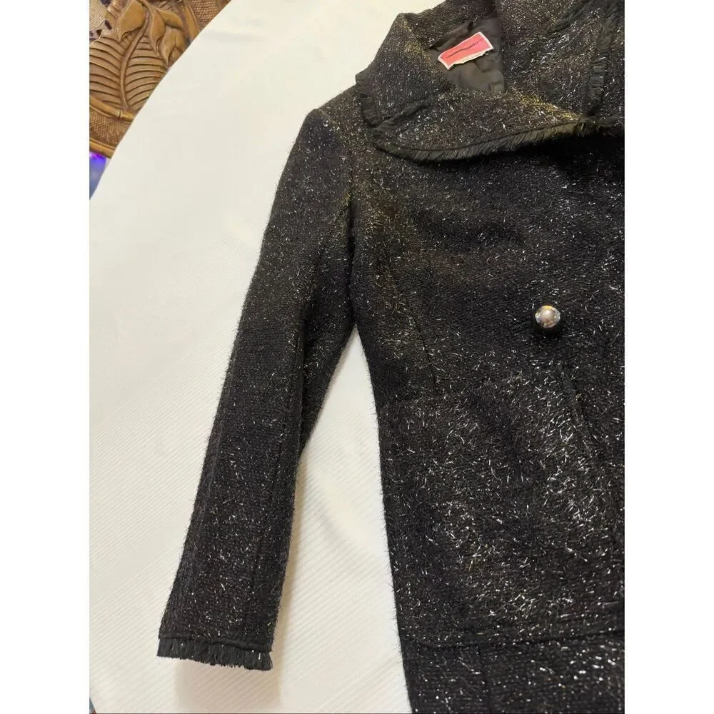 Kate Spade Black Tinsel Metallic Sequel Tweed Blazer Jacket Size 2 New